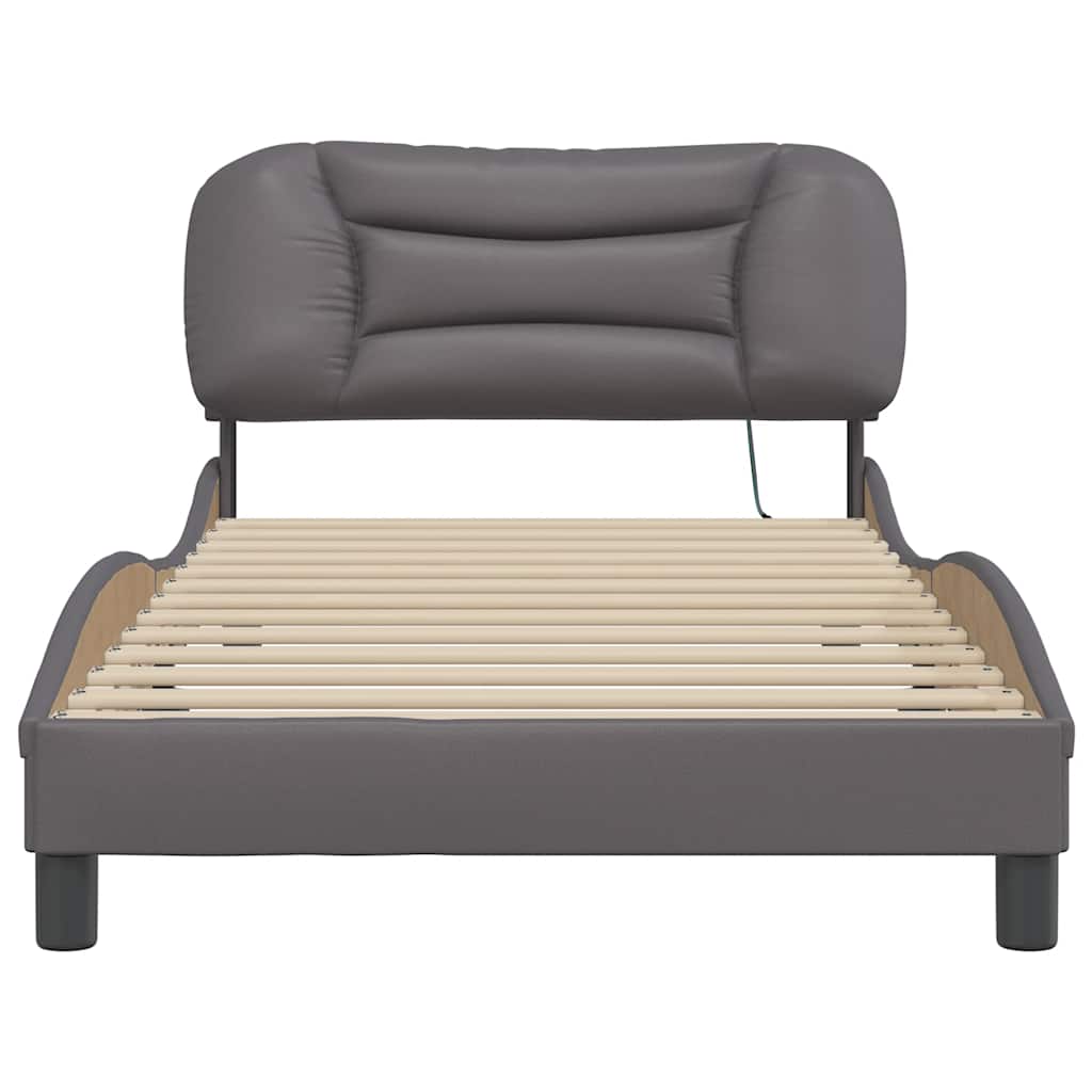 Bedframe met LED zonder matras "Hvar" grijs 100x200 cm is nu te koop bij PeponiXL, paradijselijk wonen!