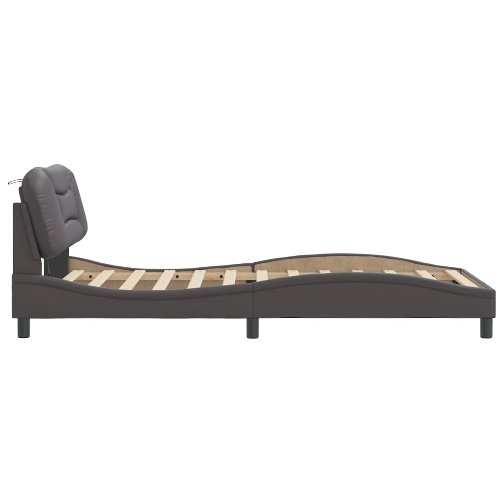 Bedframe met LED-verlichting kunstleer grijs 100x200 cm is nu te koop bij PeponiXL, paradijselijk wonen!