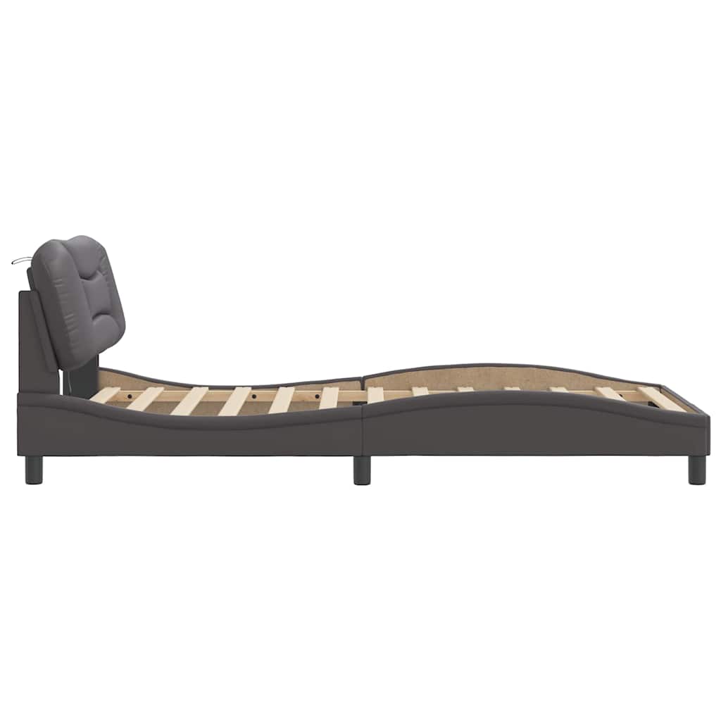 Bedframe met LED zonder matras "Hvar" grijs 100x200 cm is nu te koop bij PeponiXL, paradijselijk wonen!
