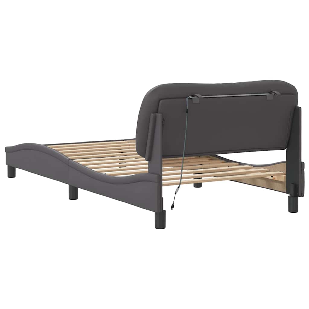 Bedframe met LED zonder matras "Hvar" grijs 100x200 cm is nu te koop bij PeponiXL, paradijselijk wonen!