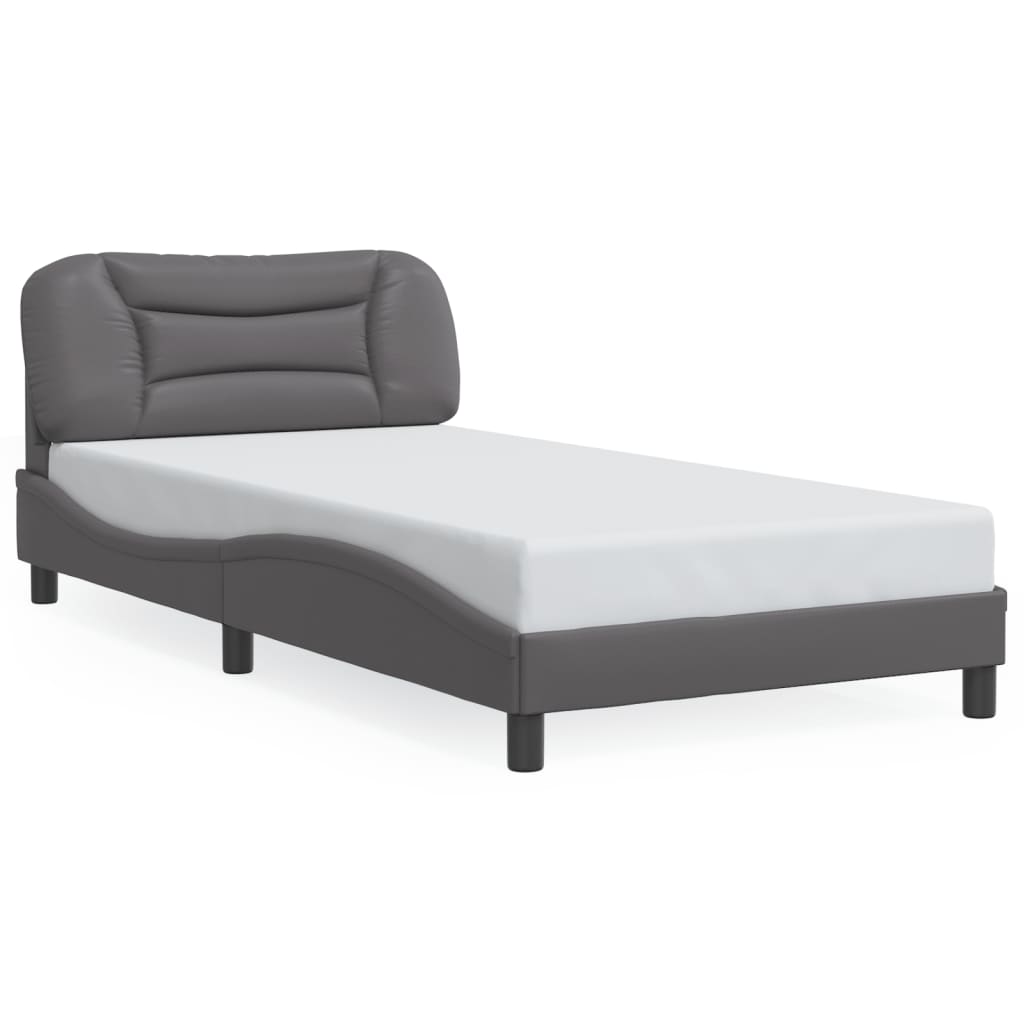 Bedframe met LED-verlichting kunstleer grijs 100x200 cm is nu te koop bij PeponiXL, paradijselijk wonen!