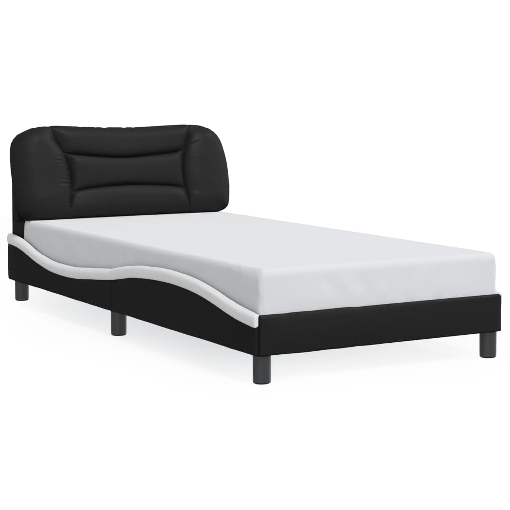Bedframe met LED zonder matras "Hvar" zwart en wit 100x200 cm is nu te koop bij PeponiXL, paradijselijk wonen!