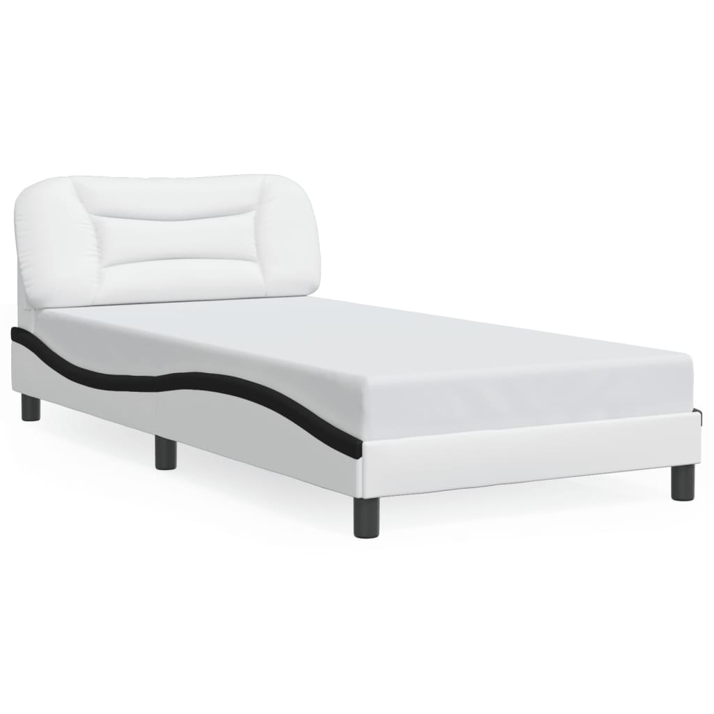 Bedframe met LED zonder matras "Hvar" wit en zwart 100x200 cm is nu te koop bij PeponiXL, paradijselijk wonen!