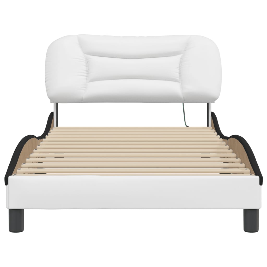 Bedframe met LED zonder matras "Hvar" wit en zwart 100x200 cm is nu te koop bij PeponiXL, paradijselijk wonen!