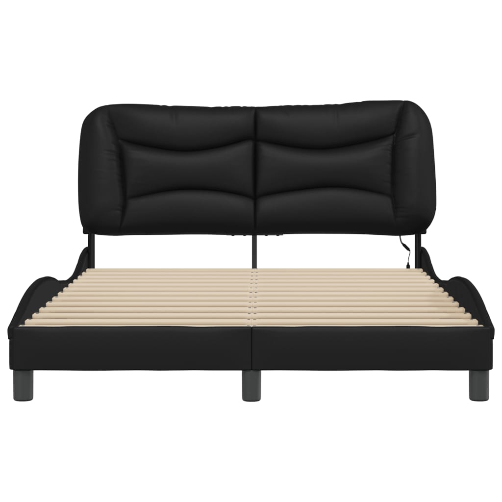 Bedframe met LED-verlichting kunstleer zwart 120x200 cm is nu te koop bij PeponiXL, paradijselijk wonen!