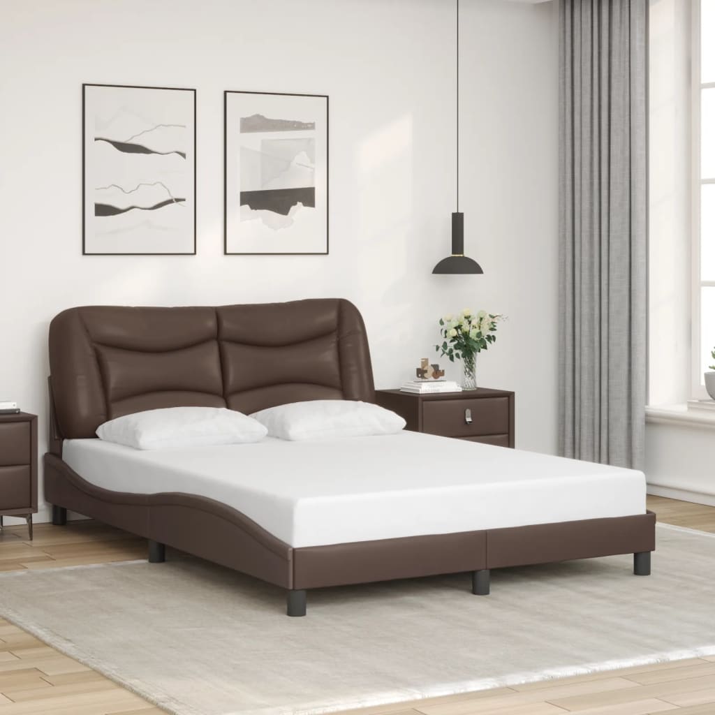 Bedframe met LED zonder matras "Hvar" bruin 120x200 cm is nu te koop bij PeponiXL, paradijselijk wonen!