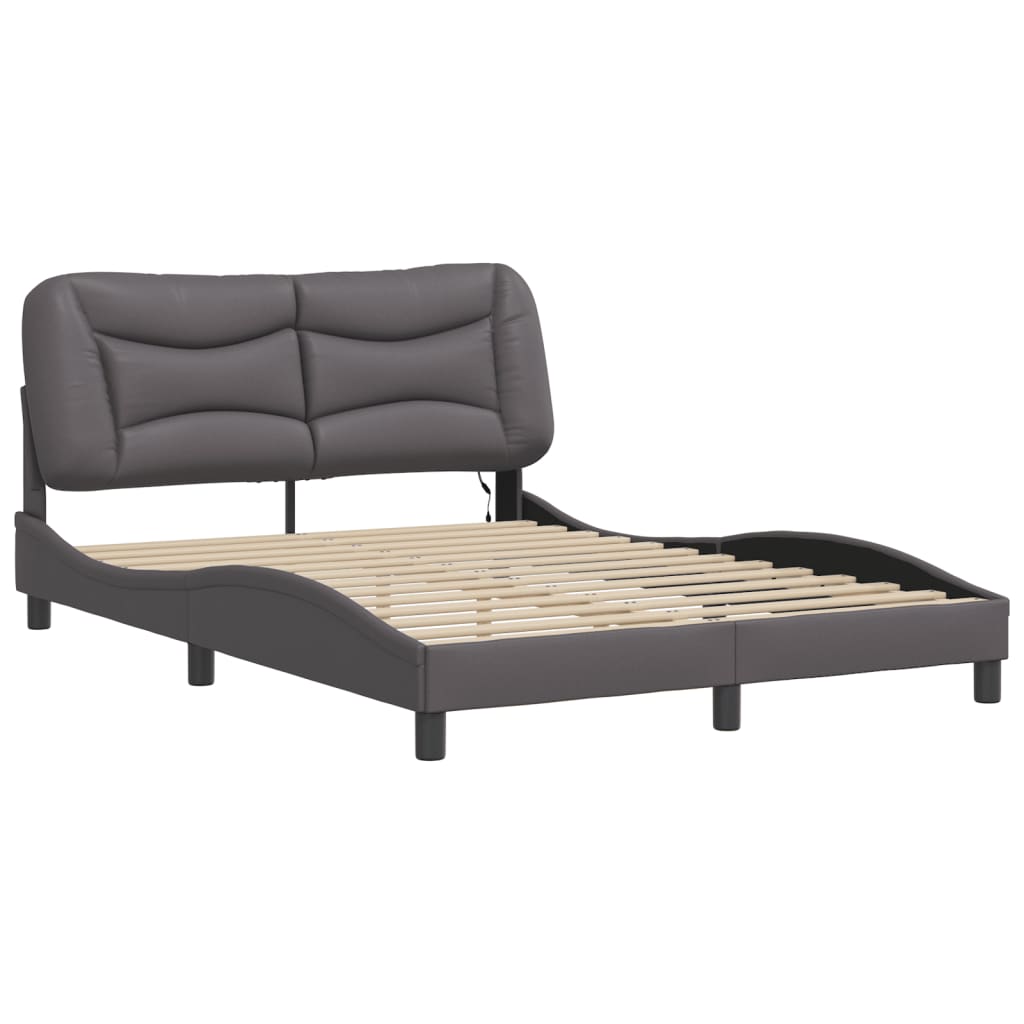 Bedframe met LED-verlichting kunstleer grijs 120x200 cm is nu te koop bij PeponiXL, paradijselijk wonen!