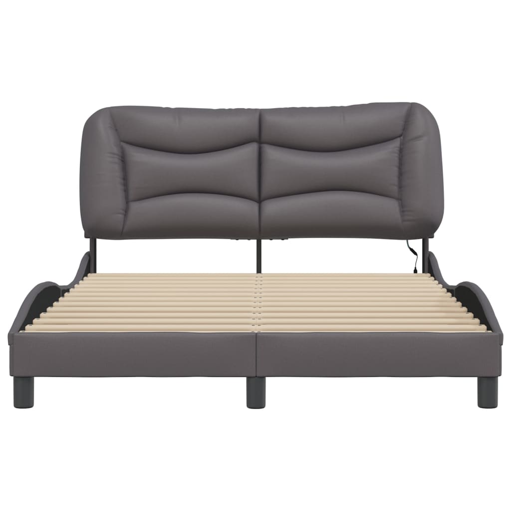 Bedframe met LED zonder matras "Hvar" grijs 120x200 cm is nu te koop bij PeponiXL, paradijselijk wonen!