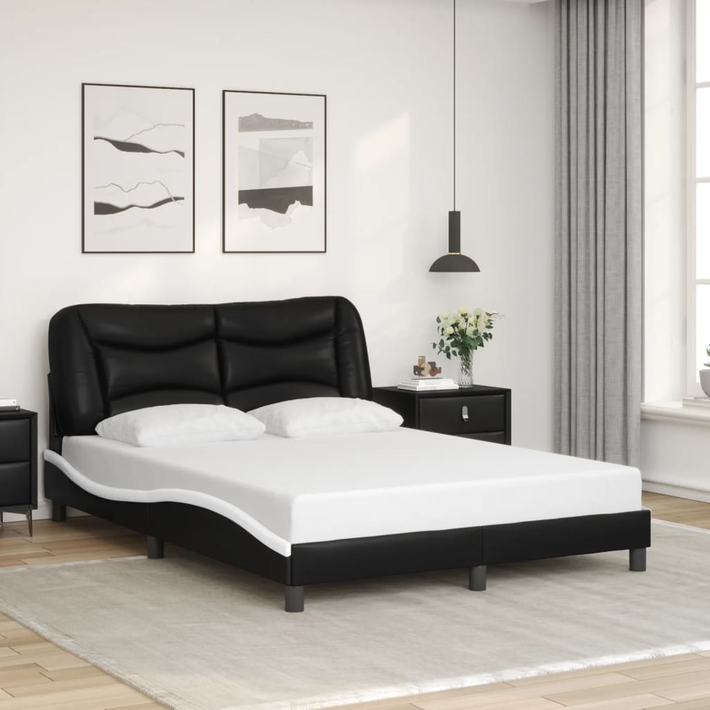 Bedframe met LED zonder matras "Hvar" zwart en wit 120x200 cm is nu te koop bij PeponiXL, paradijselijk wonen!