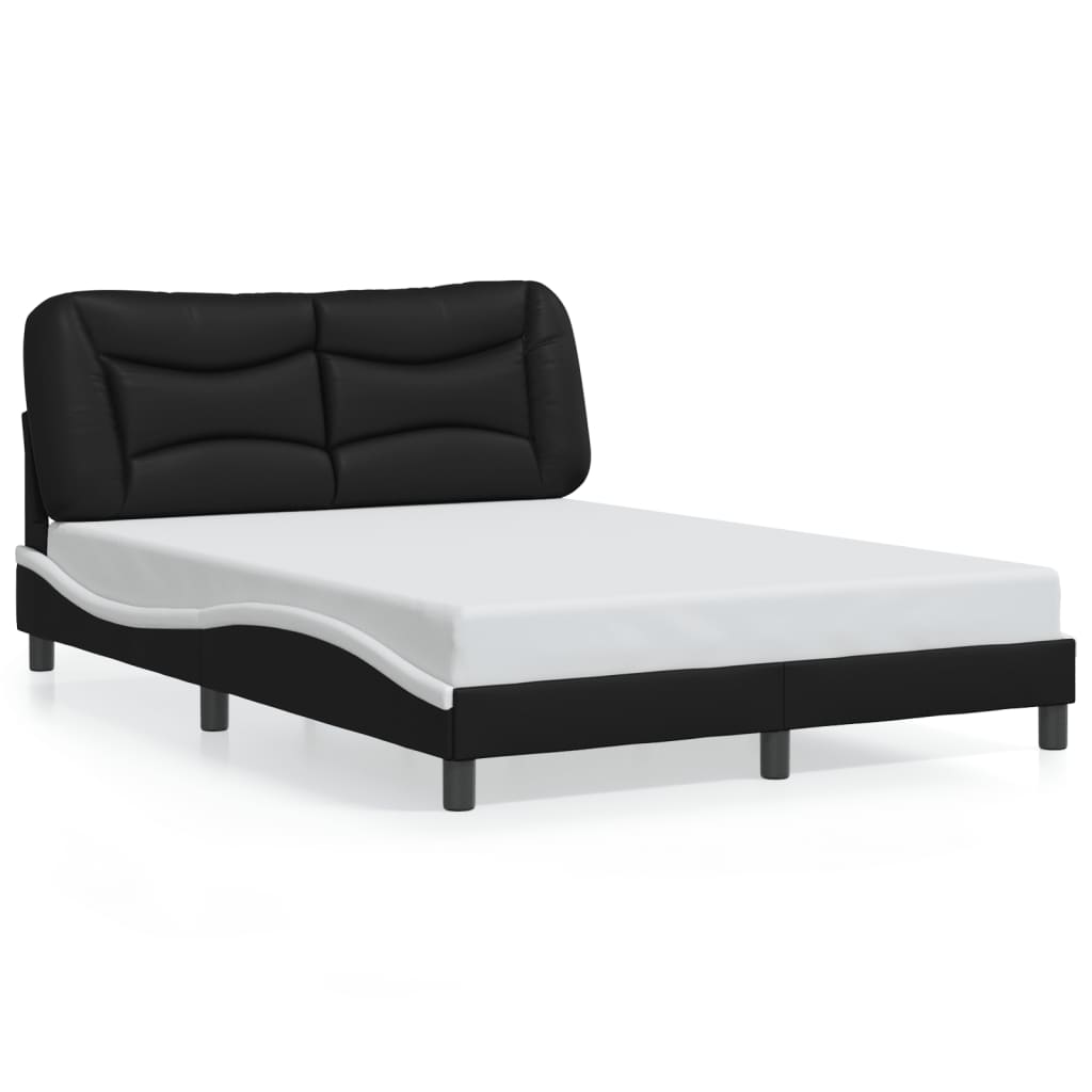 Bedframe met LED zonder matras "Hvar" zwart en wit 120x200 cm is nu te koop bij PeponiXL, paradijselijk wonen!