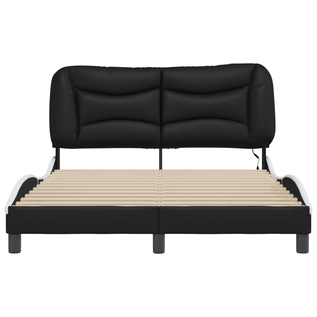 Bedframe met LED zonder matras "Hvar" zwart en wit 120x200 cm is nu te koop bij PeponiXL, paradijselijk wonen!