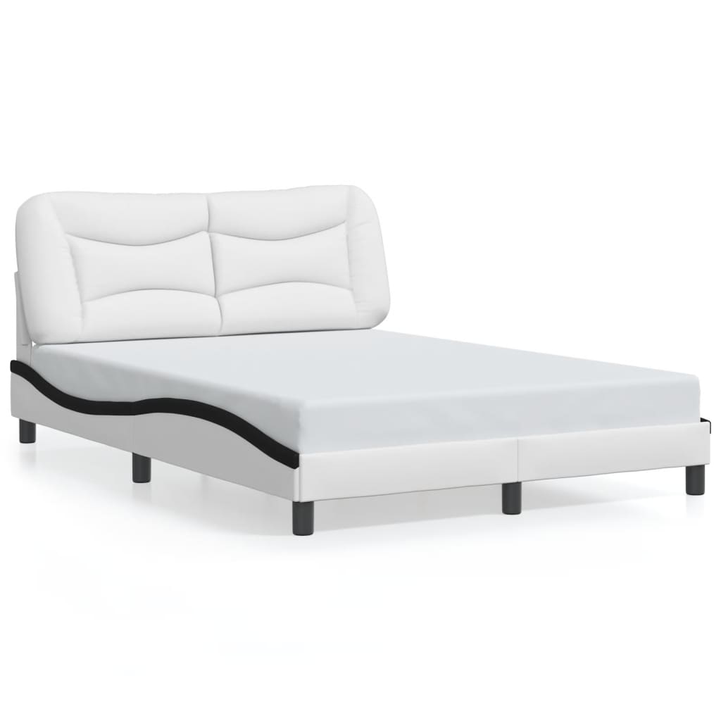 Bedframe met LED zonder matras "Hvar" wit en zwart 120x200 cm is nu te koop bij PeponiXL, paradijselijk wonen!