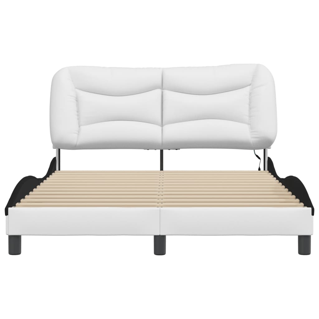 Bedframe met LED zonder matras "Hvar" wit en zwart 120x200 cm is nu te koop bij PeponiXL, paradijselijk wonen!