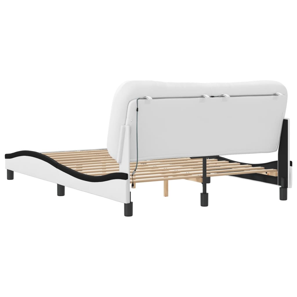 Bedframe met LED zonder matras "Hvar" wit en zwart 120x200 cm is nu te koop bij PeponiXL, paradijselijk wonen!
