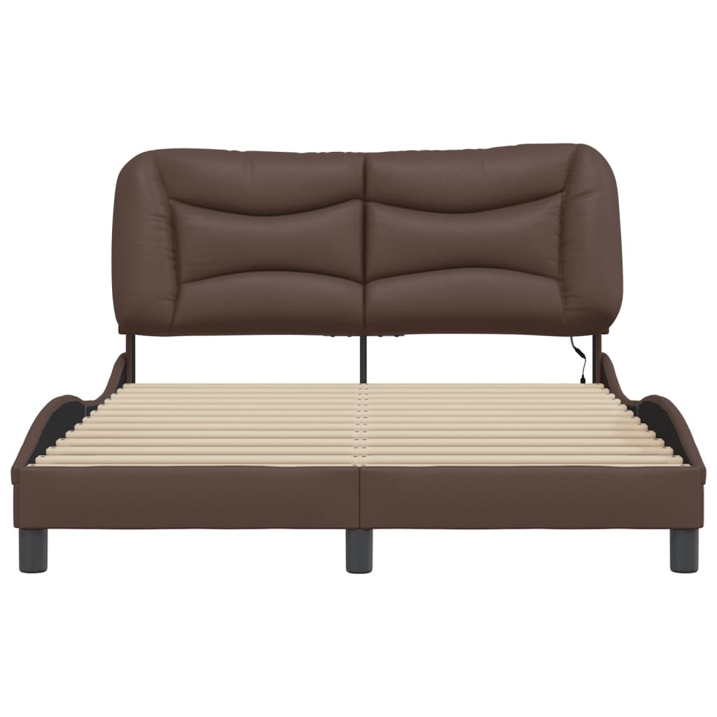 Bedframe met LED zonder matras "Hvar" bruin 140x190 cm is nu te koop bij PeponiXL, paradijselijk wonen!