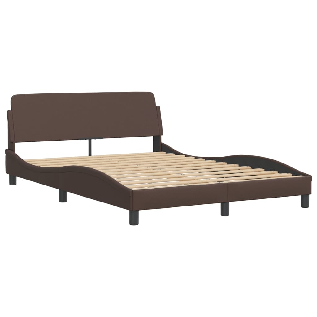 Bedframe met LED zonder matras "Hvar" bruin 140x190 cm is nu te koop bij PeponiXL, paradijselijk wonen!