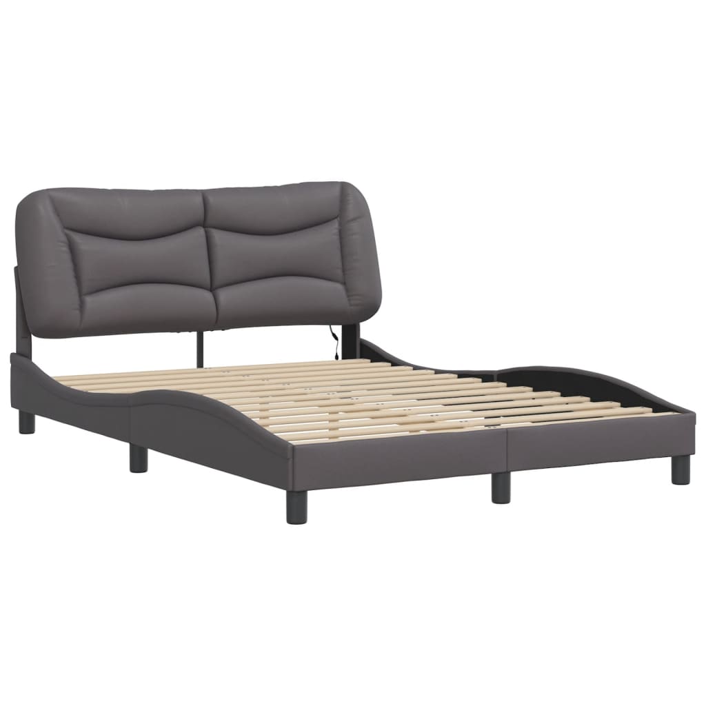 Bedframe met LED zonder matras "Hvar" grijs 140x190 cm is nu te koop bij PeponiXL, paradijselijk wonen!