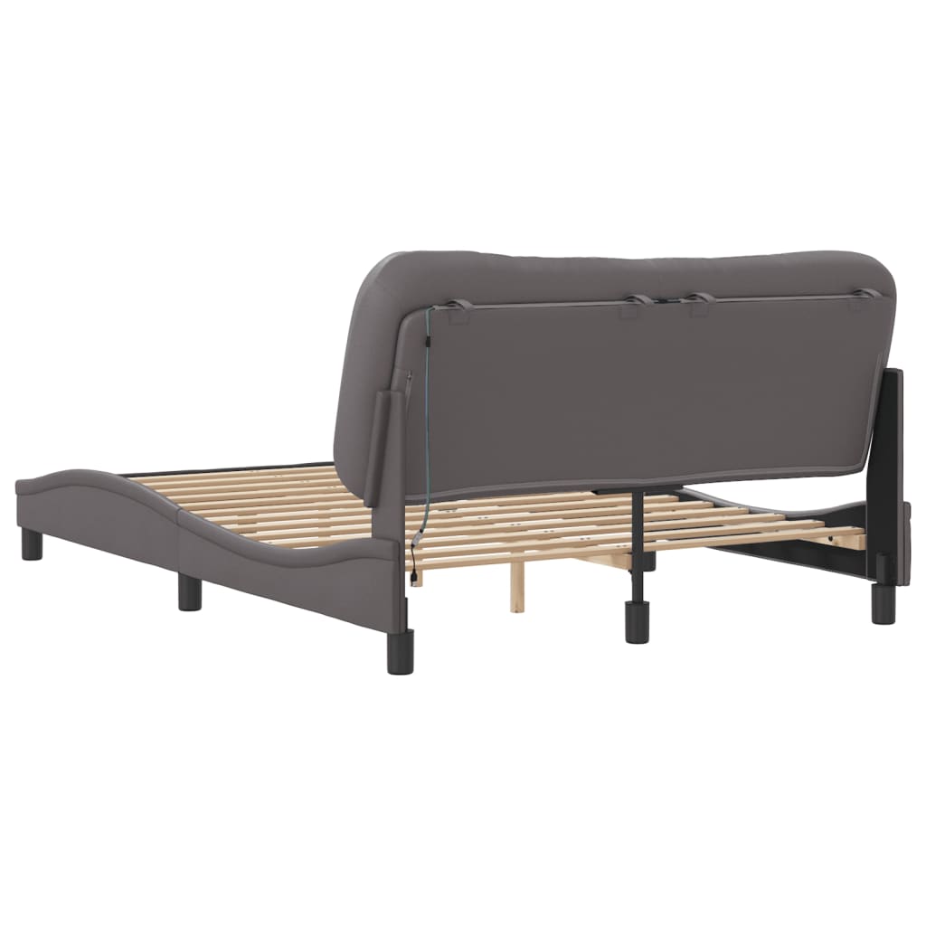 Bedframe met LED zonder matras "Hvar" grijs 140x190 cm is nu te koop bij PeponiXL, paradijselijk wonen!