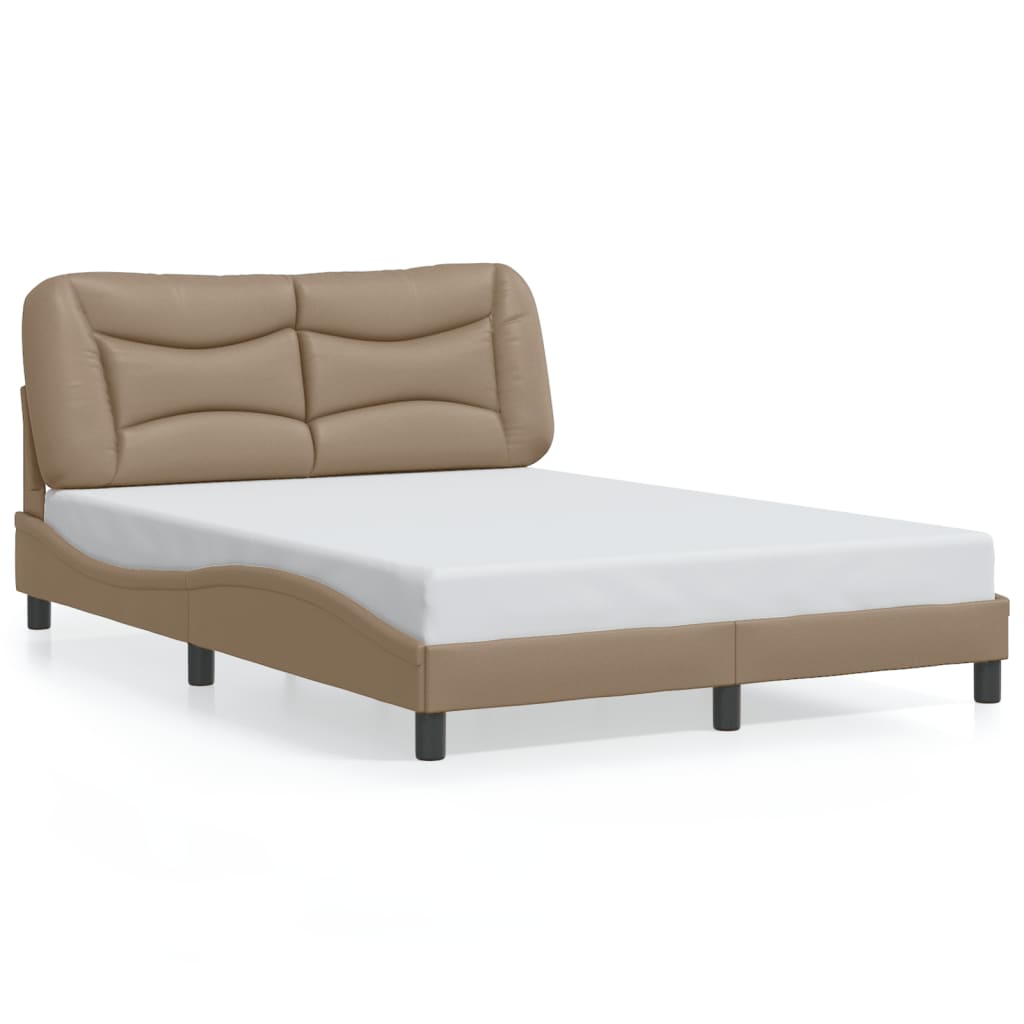 Bedframe met LED-verlichting kunstleer cappuccino 140x190 cm is nu te koop bij PeponiXL, paradijselijk wonen!