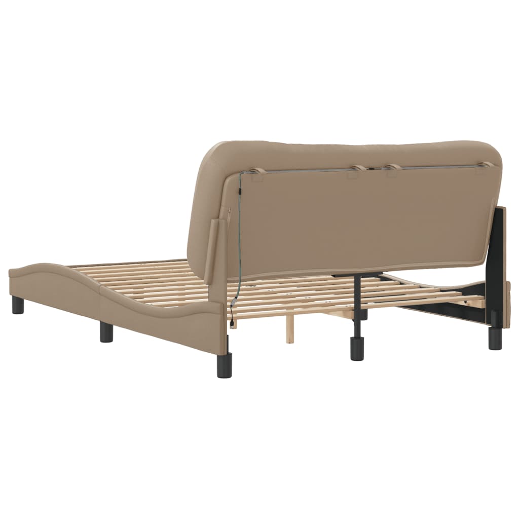 Bedframe met LED-verlichting kunstleer cappuccino 140x190 cm is nu te koop bij PeponiXL, paradijselijk wonen!
