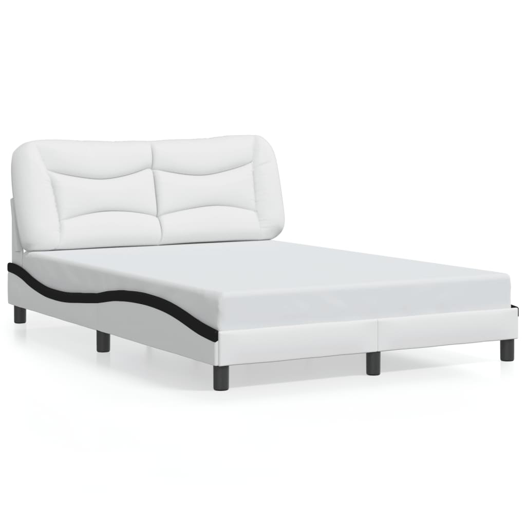 Bedframe met LED-verlichting kunstleer wit en zwart 140x190 cm is nu te koop bij PeponiXL, paradijselijk wonen!