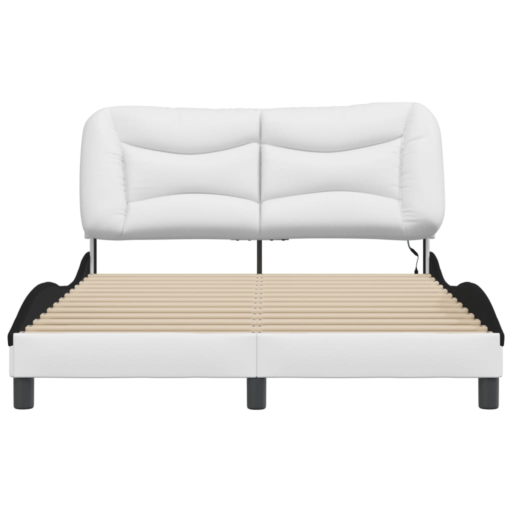 Bedframe met LED zonder matras "Hvar" wit en zwart 140x190 cm is nu te koop bij PeponiXL, paradijselijk wonen!