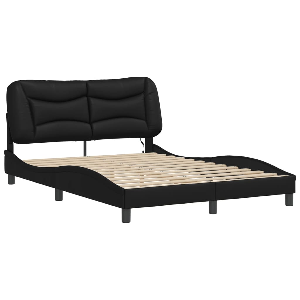 Bedframe met LED-verlichting kunstleer zwart 140x200 cm is nu te koop bij PeponiXL, paradijselijk wonen!