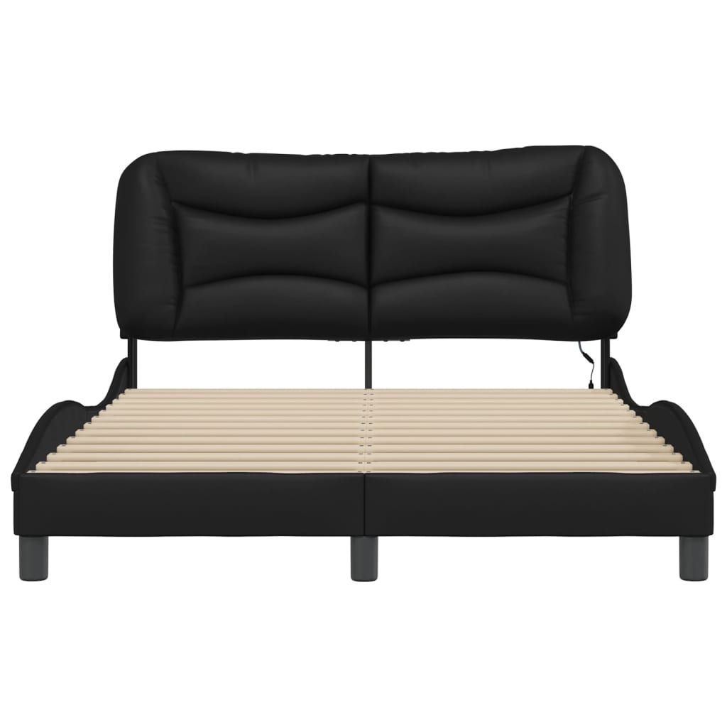 Bedframe met LED-verlichting kunstleer zwart 140x200 cm is nu te koop bij PeponiXL, paradijselijk wonen!