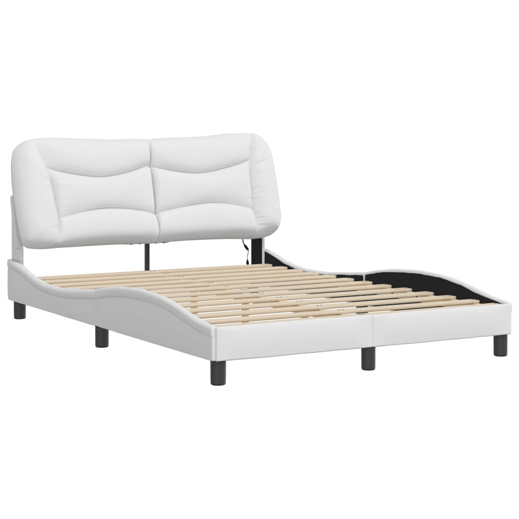 Bedframe met LED-verlichting kunstleer wit 140x200 cm is nu te koop bij PeponiXL, paradijselijk wonen!