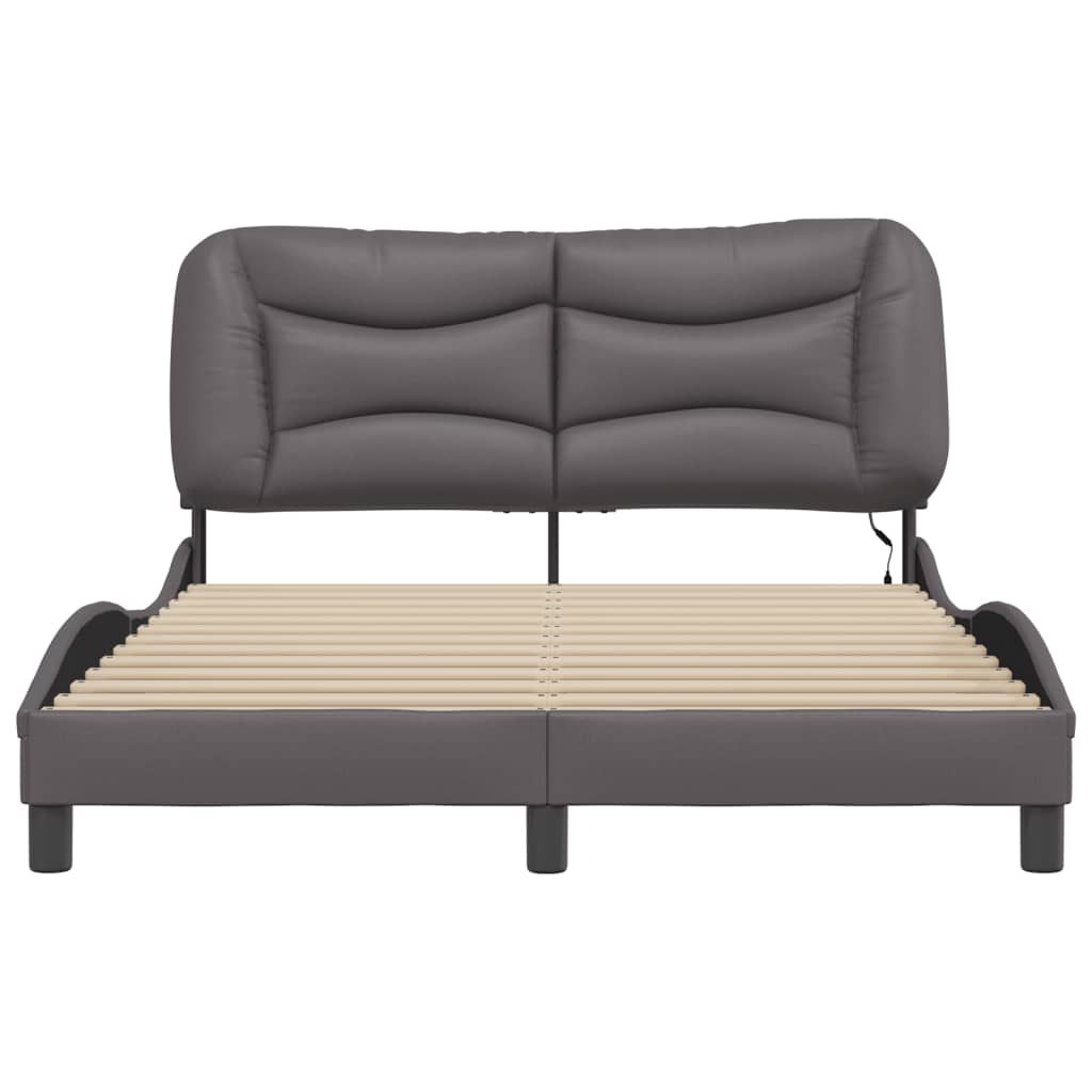 Bedframe met LED zonder matras "Hvar" grijs 140x200 cm is nu te koop bij PeponiXL, paradijselijk wonen!