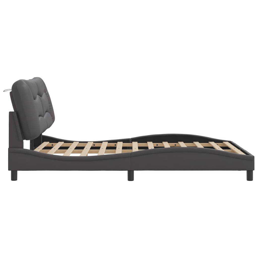 Bedframe met LED-verlichting kunstleer grijs 140x200 cm is nu te koop bij PeponiXL, paradijselijk wonen!