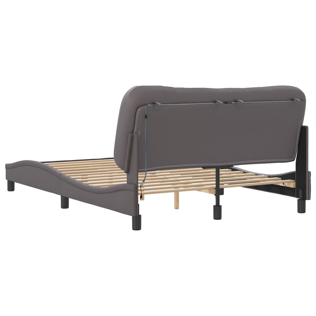 Bedframe met LED-verlichting kunstleer grijs 140x200 cm is nu te koop bij PeponiXL, paradijselijk wonen!