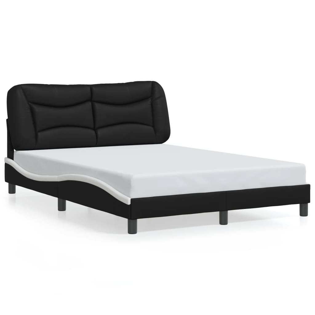 Bedframe met LED zonder matras "Hvar" zwart en wit 140x200 cm is nu te koop bij PeponiXL, paradijselijk wonen!