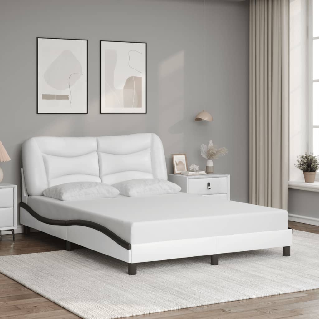 Bedframe met LED zonder matras "Hvar" wit en zwart 140x200 cm is nu te koop bij PeponiXL, paradijselijk wonen!