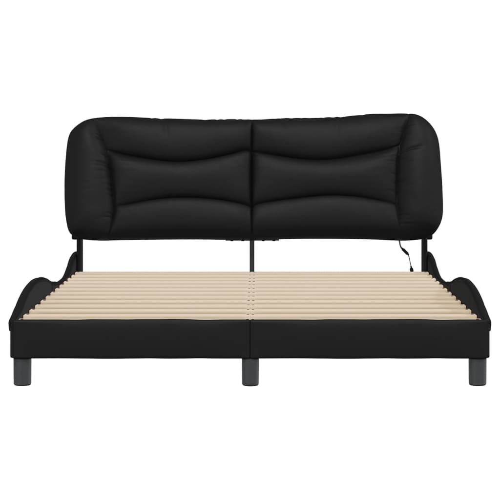 Bedframe met LED zonder matras "Hvar" zwart 160x200 cm is nu te koop bij PeponiXL, paradijselijk wonen!