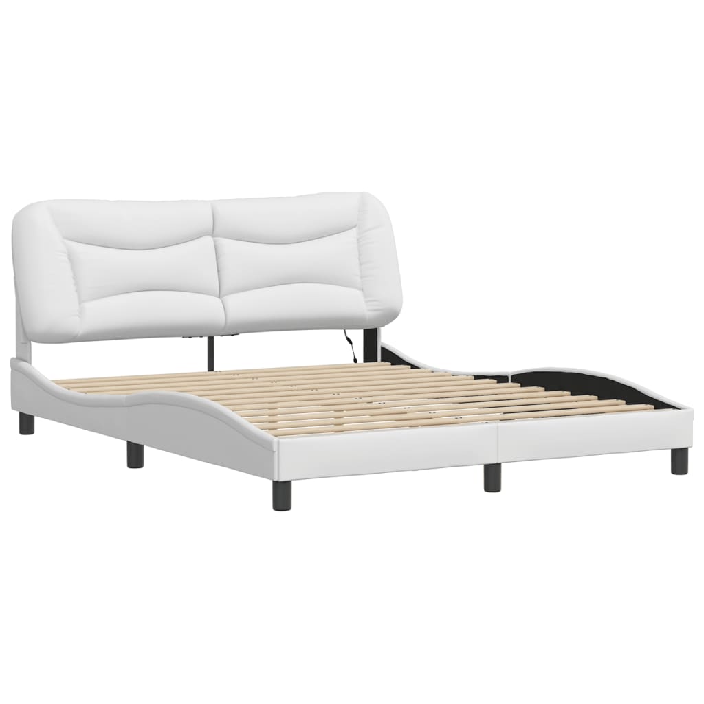 Bedframe met LED-verlichting kunstleer wit 160x200 cm is nu te koop bij PeponiXL, paradijselijk wonen!