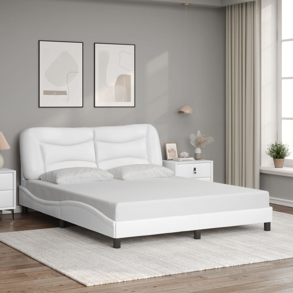 Bedframe met LED-verlichting kunstleer wit 160x200 cm is nu te koop bij PeponiXL, paradijselijk wonen!