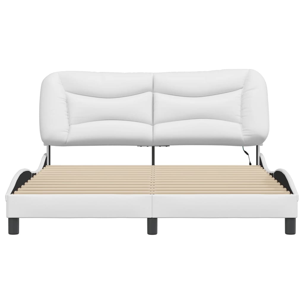 Bedframe met LED-verlichting kunstleer wit 160x200 cm is nu te koop bij PeponiXL, paradijselijk wonen!