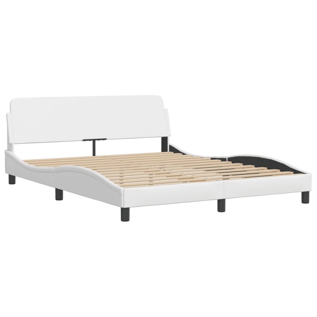 Bedframe met LED-verlichting kunstleer wit 160x200 cm is nu te koop bij PeponiXL, paradijselijk wonen!