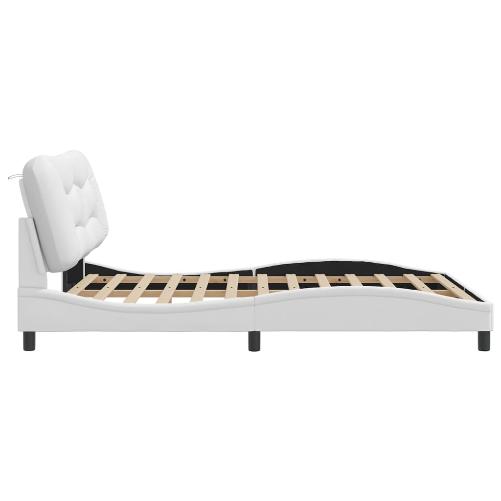 Bedframe met LED-verlichting kunstleer wit 160x200 cm is nu te koop bij PeponiXL, paradijselijk wonen!