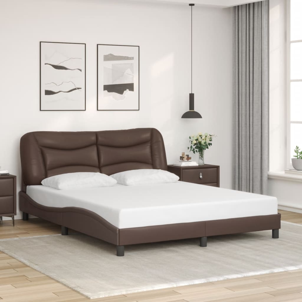 Bedframe met LED zonder matras "Hvar" bruin 160x200 cm is nu te koop bij PeponiXL, paradijselijk wonen!