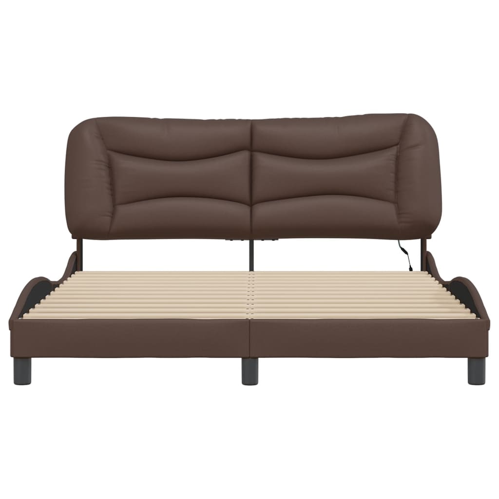 Bedframe met LED zonder matras "Hvar" bruin 160x200 cm is nu te koop bij PeponiXL, paradijselijk wonen!