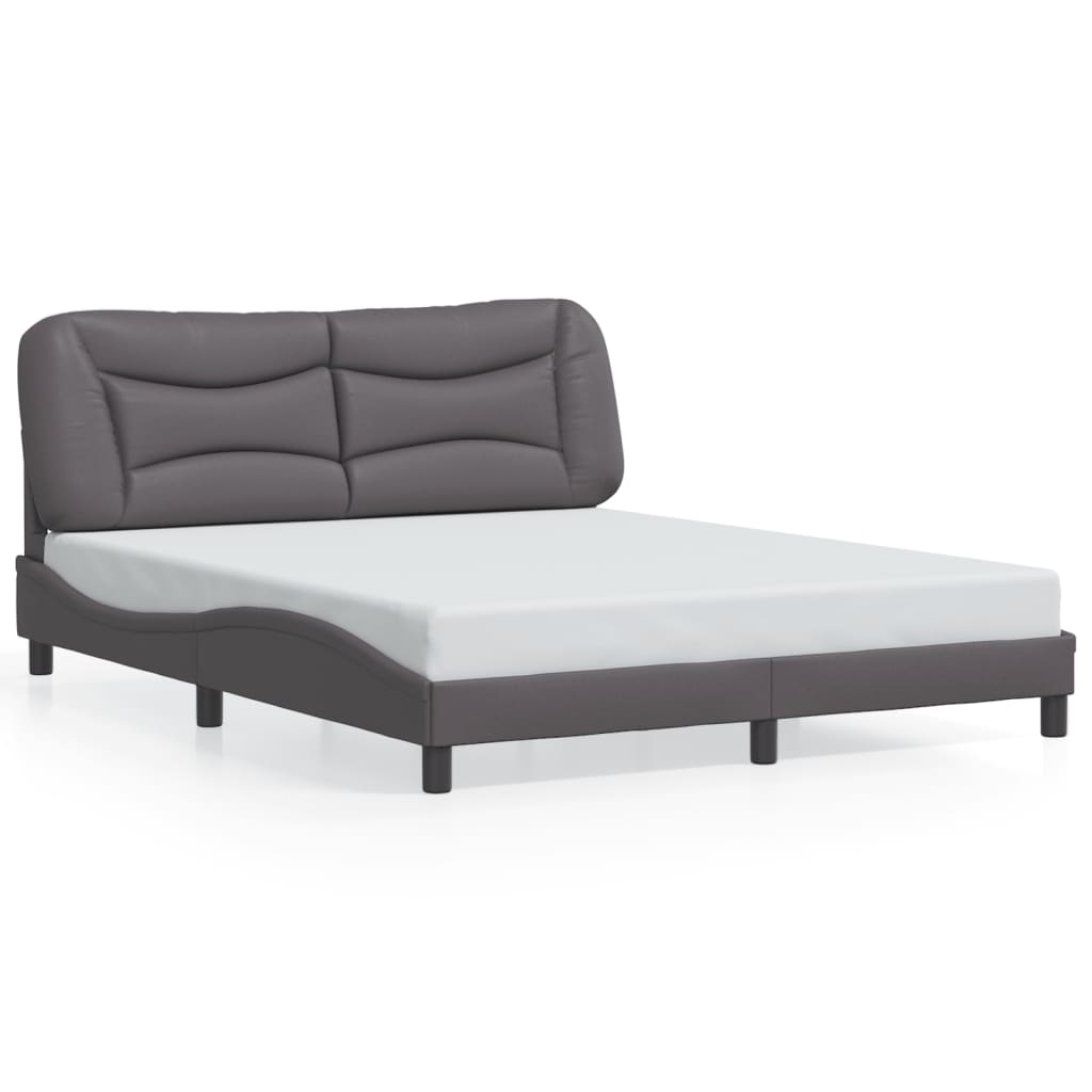 Bedframe met LED-verlichting kunstleer grijs 160x200 cm is nu te koop bij PeponiXL, paradijselijk wonen!