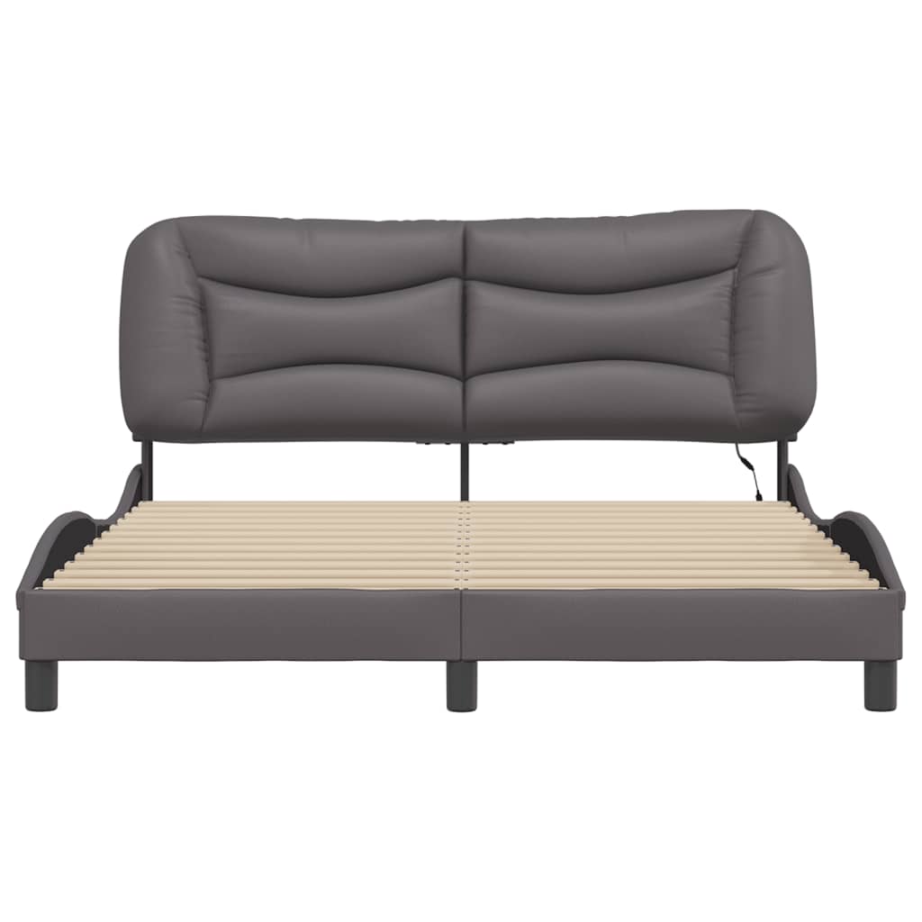 Bedframe met LED-verlichting kunstleer grijs 160x200 cm is nu te koop bij PeponiXL, paradijselijk wonen!