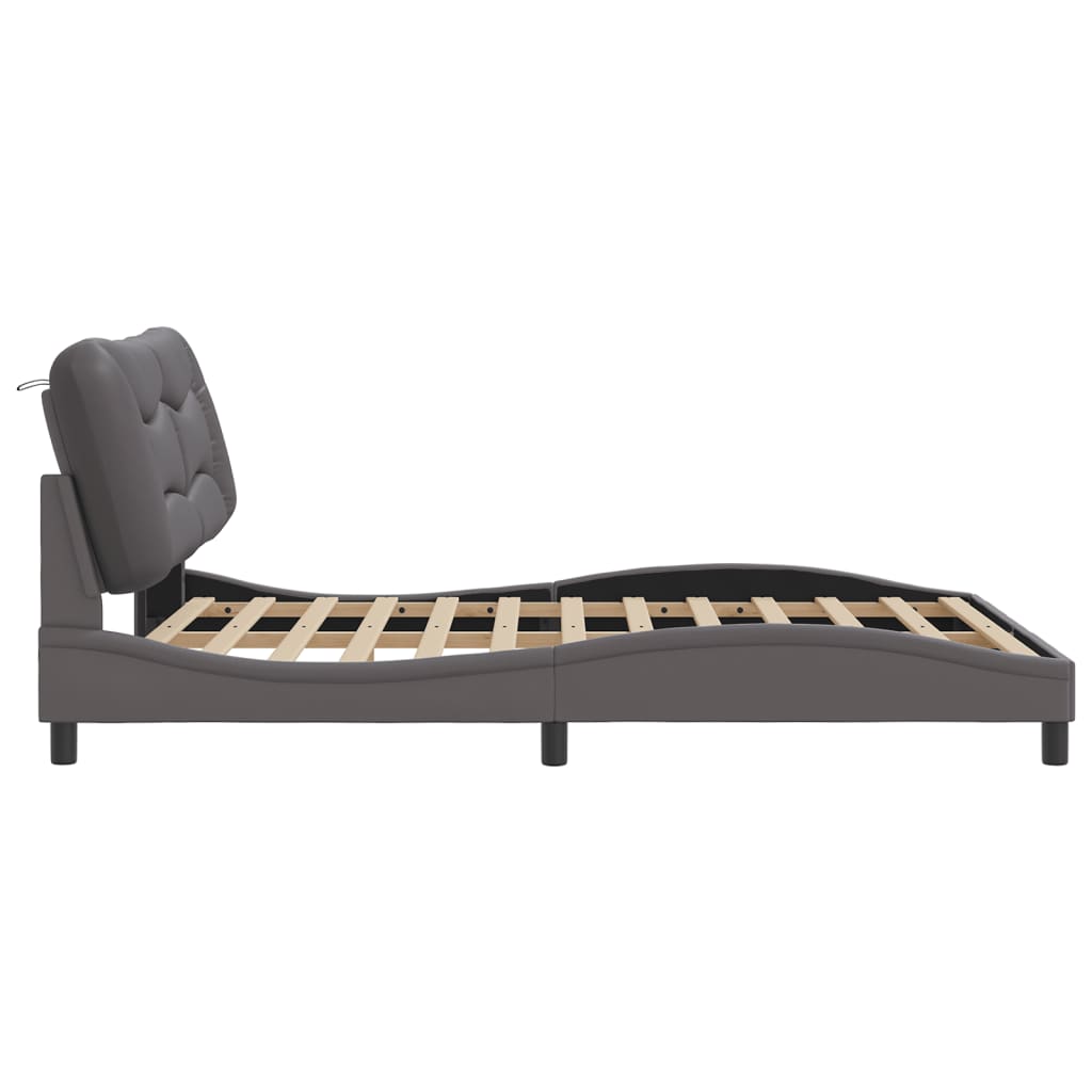 Bedframe met LED zonder matras "Hvar" grijs 160x200 cm is nu te koop bij PeponiXL, paradijselijk wonen!