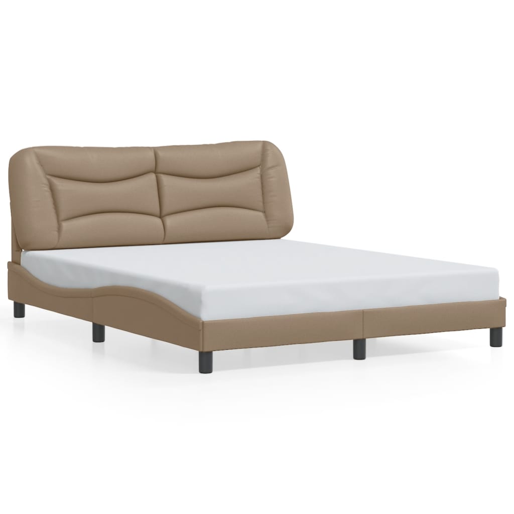 Bedframe met LED-verlichting kunstleer cappuccino 160x200 cm is nu te koop bij PeponiXL, paradijselijk wonen!