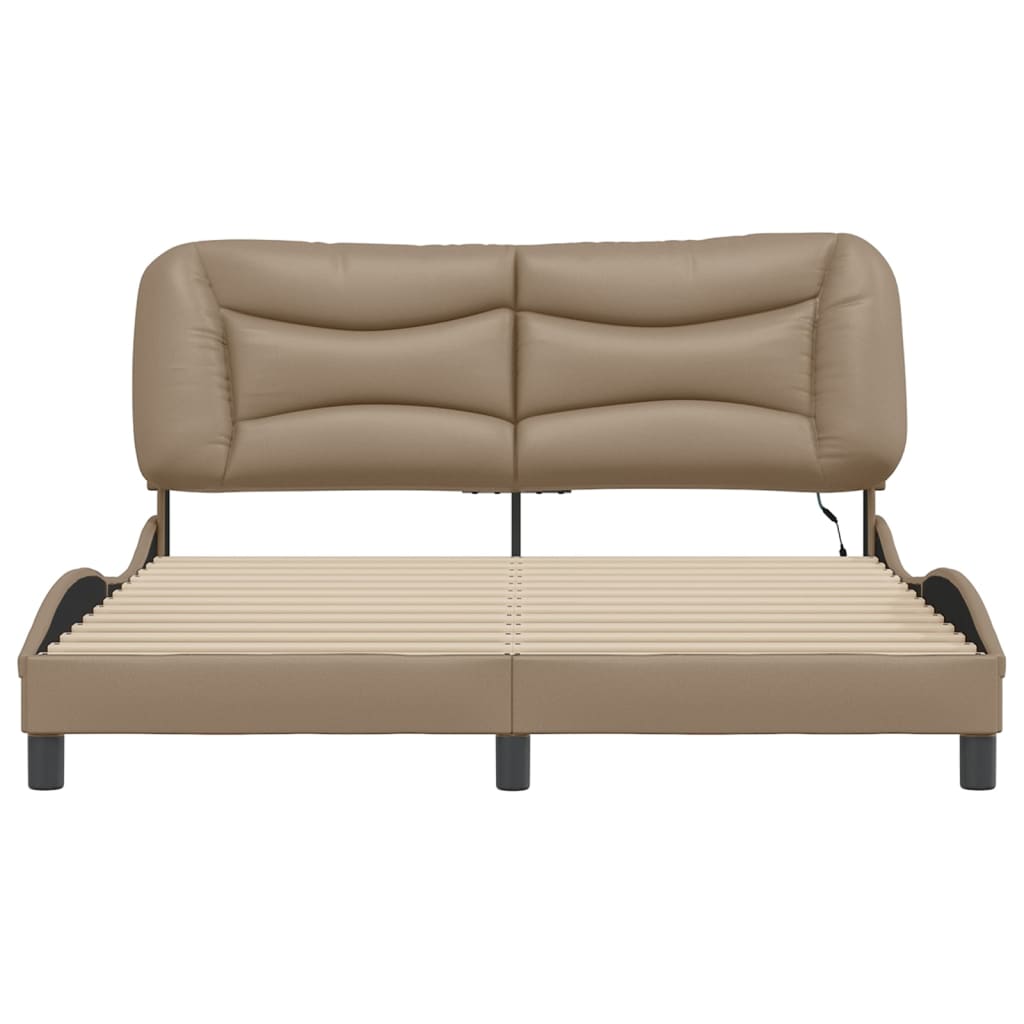 Bedframe met LED-verlichting kunstleer cappuccino 160x200 cm is nu te koop bij PeponiXL, paradijselijk wonen!