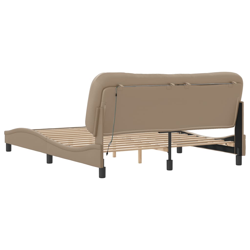 Bedframe met LED-verlichting kunstleer cappuccino 160x200 cm is nu te koop bij PeponiXL, paradijselijk wonen!
