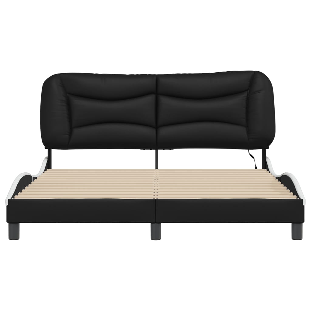 Bedframe met LED zonder matras "Hvar" zwart en wit 160x200 cm is nu te koop bij PeponiXL, paradijselijk wonen!