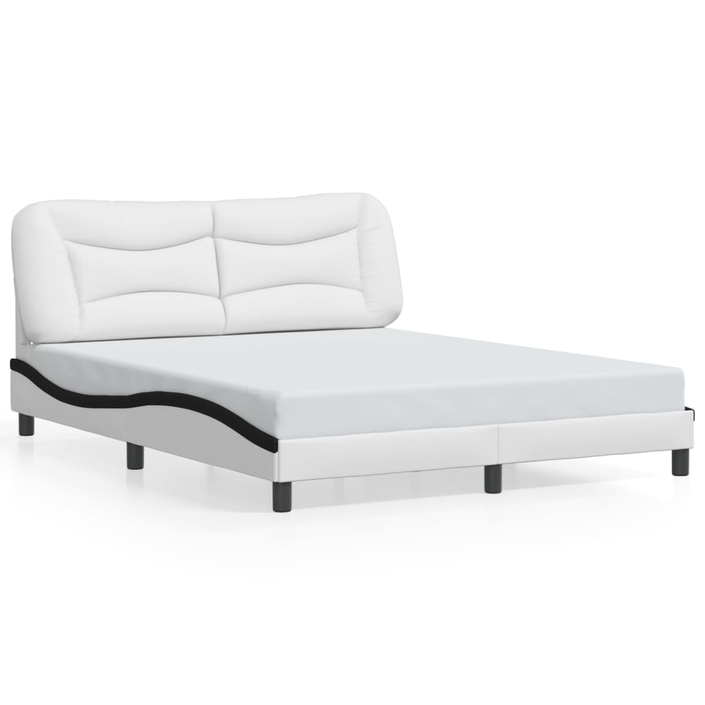 Bedframe met LED zonder matras "Hvar" wit en zwart 160x200 cm is nu te koop bij PeponiXL, paradijselijk wonen!
